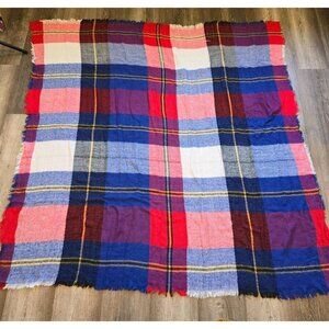 Throw Blanket Scarf Plaid Red Blue Stadium Picnic Travel Lightweight 55x53